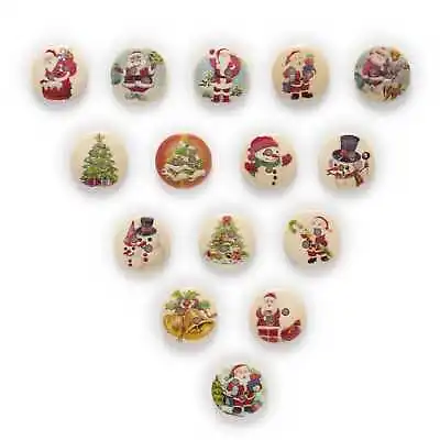 50pcs Christmas Wood Buttons For Sewing Scrapbooking Cloth Home Handmade Decor • $3.79