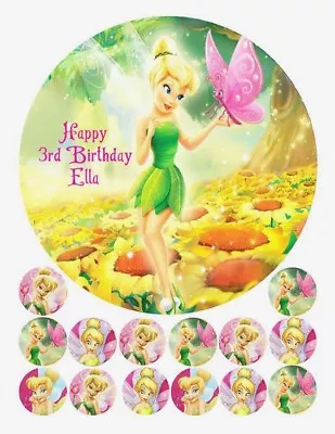 🌟 Tinkerbell Edible Premium Icing Birthday Party Cake Decoration Image Topper • $20.95