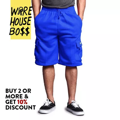 Dreamusa Mens Plain Cargo Shorts 5 Pocket Heavyweight Casual Fleece Shorts • $25.95