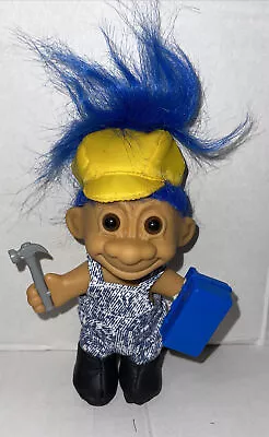 Russ Troll Doll Carpenter Mechanic Hammer Tool Box Mr Fix It BLUE Hair • $14.99