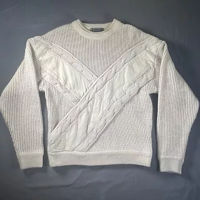 Vintage Saxony Sweater Mens Medium Leather Coogi Style Textured 3D • $59.99