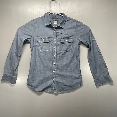 J.CREW The Perfect Shirt Chambray Denim Tab Sleeve Button Down Shirt Size S • $15