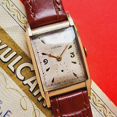 Vulcain Tank Watch 1955 With Paperwork Rare Vintage Sub-Seconds For Repair • $162.45