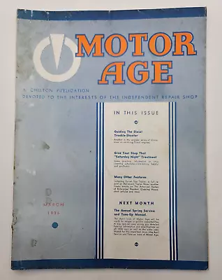 Vintage Motor Age MARCH 1936 Automobile Magazine - Diesel Trouble-shooter INTACT • $25.11