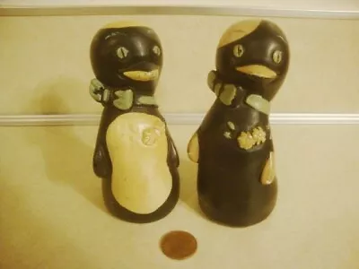 Vtg ABCO Art PENGUIN Pair Figures Chalkware Mid Century Modern Alexander Backer! • $27.50