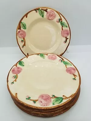 5 Vintage Camellia By Metlox California Bread & Butter Dessert Plates Brown Trim • $14.99