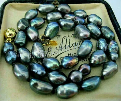 Real Natural 7-10mm Freshwater Baroque Tahitian Black Pearl Necklace 14-48'' • $9.80