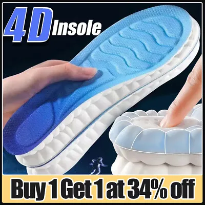 4D CLOUD TECHNOLOGY Insoles Hiking Trainer Inner Soles Inserts Breathable Work • £3.93
