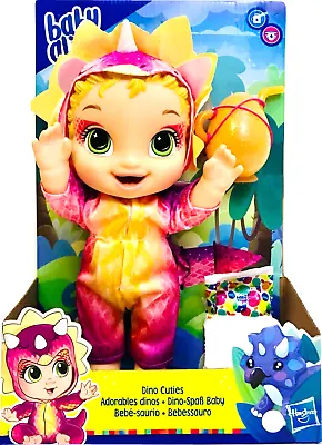 Hasbro Baby Alive Dino Cuties Triceratops Drink & Wet 11  Baby Doll With Bottle • $68.51