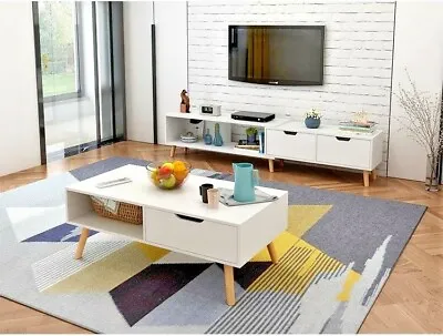 $79.20 • Buy 130 - 178 Cm Adjustable TV Stand Entertainment Unit Cabinet And Coffee Table 