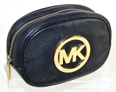 Michael Kors Signature Fulton Black Lthr Cosmetic Case Travel Pouch 6  Mini Bag • $59.99