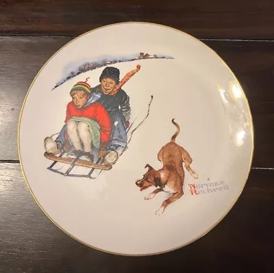 Collectible Norman Rockwell Plate- ( 1949 Winter- Downhill Darling) • $14