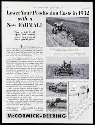 1932 McCormick Deering Farmall Tractor Little Genius Plow Photo Vintage Print Ad • $29.97