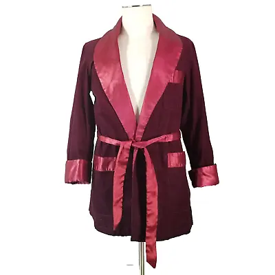 Styled By Standard Smoking Jacket Robe Men's Small Red Corduroy Vintage • $55.91