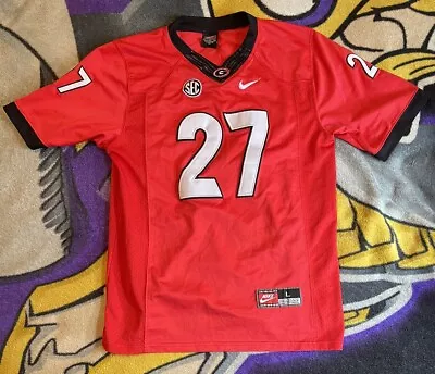 Nike Nick Chubb Georgia Bulldogs Red Stitched Football Jersey Size Youth Large  • $34.99