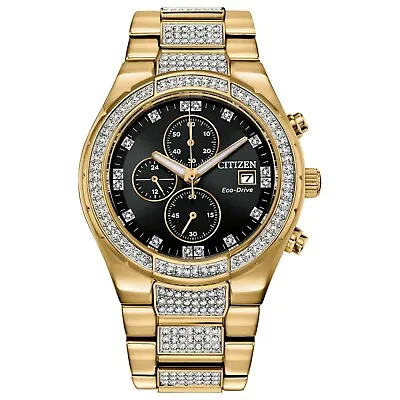 Citizen Eco-Drive Men's Diamonds Gold Stainless Steel Watch 42mm CA0752-58E • $207.99