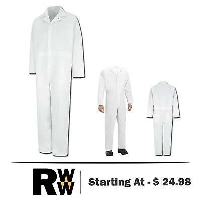 Red Kap Coveralls Twill Action Back No Breast Pockets White Work Uniform CT16 • $28.98