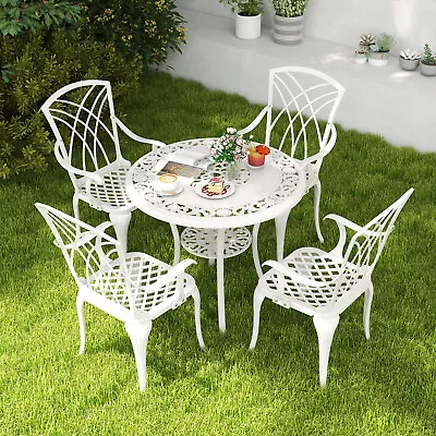 5Pcs Outdoor Cast Aluminum Set Garden Furniture Set Patio Bistro Table Chair • £279.95