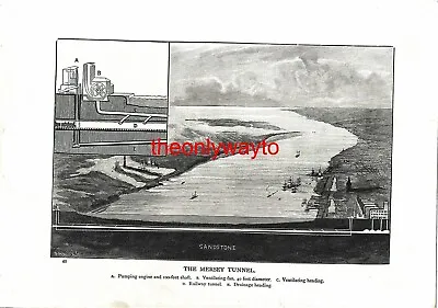 Mersey Tunnel Liverpool England Book Illustration (Print) 1903 • £15.97