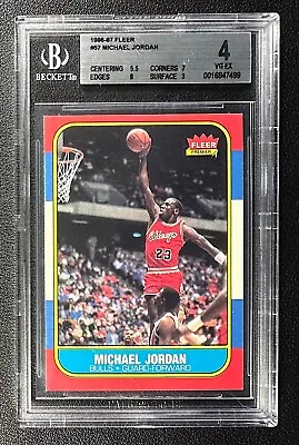 Michael Jordan Bgs 4 1986-87 Fleer Basketball #57 Rookie Card Rc Chicago Bulls • $1275
