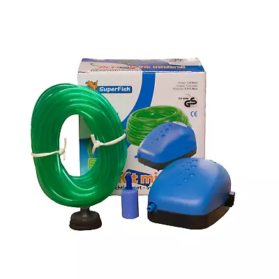 £10.49 • Buy Superfish Air Kit Mini Aquarium Pond Air Pump Aeration With Airline Airstone