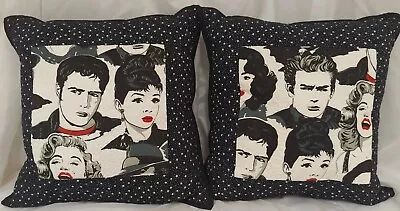 Set Of 2 Quilt Pillow James Dean Audrey Marlon Marilyn Monroe Hand Made Pillows • $33.98