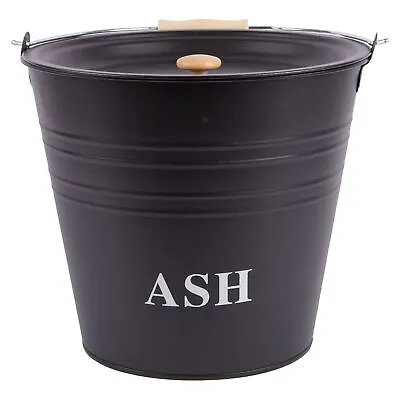 £10.99 • Buy 1x Black 12L Cast Iron Ash Bucket With Lid Fireplace Log Fire Coal Companion