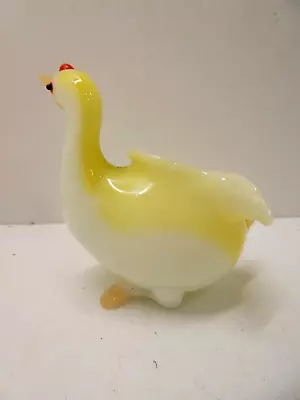 Vintage  Yellow Milk  Glass Duck Swan Bird Statue  Bowl • $10.44