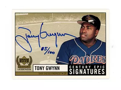 TONY GWYNN 1999 UD Upper Deck Century Legends Epic Signatures Gold Auto 85/100 • $999.99