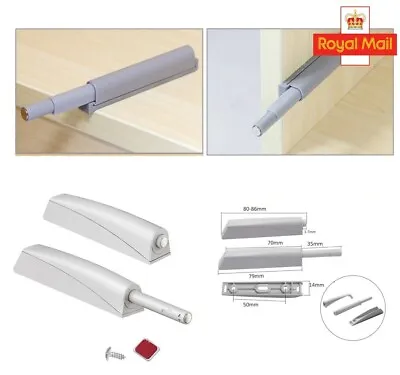 2*Drawer Door Cabinet Catch Push To Open Magnetic Tip Latch Touch Release Grey  • £5.99