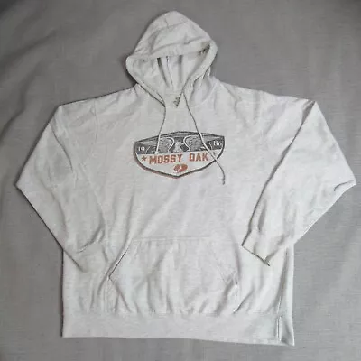 Mossy Oak Hoodie Mens XL Beige Long Sleeve Sweatshirt Logo Hunting Camp Fishing • $27.94