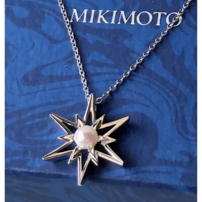 MIKIMOTO Akoya Pearl 3P 5.30mm Silver Pendant Necklace With Box • $267.99
