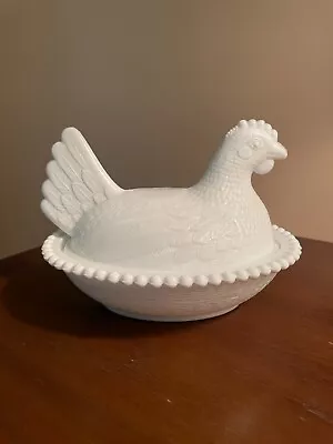 Vintage All White Milk Glass Hen On Nest Candy Dish Farm Decor Collectible • $6.99