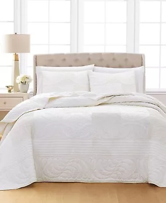 Martha Stewart Collection Wedding Rings 100% Cotton Full Bedspread White Full • $79.99
