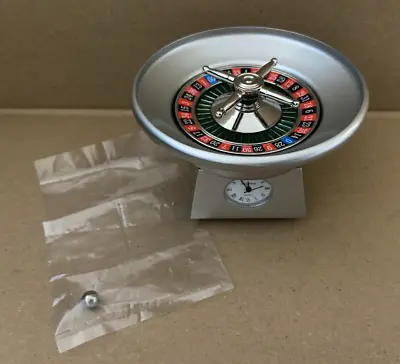 BNWT New Miniature Clock ROULETTE WHEEL & BALL Silver WIDDOP • £28.95