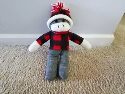 $14.99 • Buy Sock Monkey Plush Doll In Buffalo Check Shirt And Hat- Excellent Condition!
