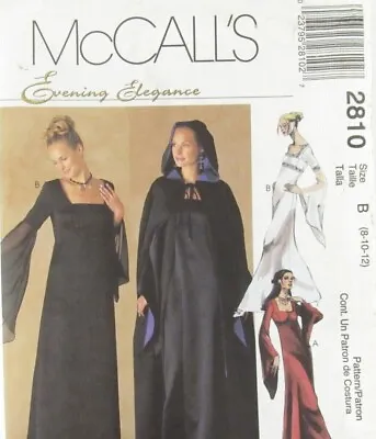 £12.58 • Buy McCall's Sewing Pattern 2810 Medieval Gown Cape Size 8-12 Women Renaissance UC