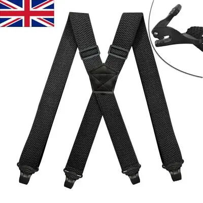 £9.99 • Buy Heavy Duty Work Suspenders For Men Adjustable Elastic Trouser Pants Braces UK