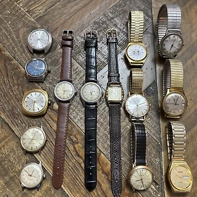 14 Men’s Vintage Watch Lot Benrus Wittnauer Bulova Wyler Gruen Lanco Repair • $89.99