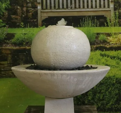 £481.57 • Buy  White Limestone Patio Ball Fountain Garden Ornament Water Feature Solar Pump