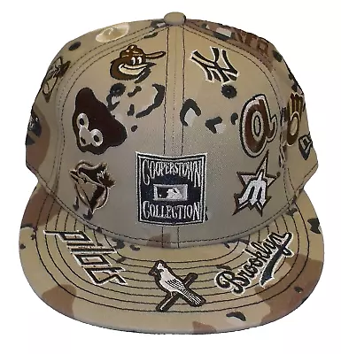 MLB Cooperstown Collection Multi Logo Fitted Camo New Era Hat • $20