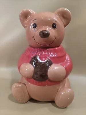 Vintage Metlox? Teddy Bear Red Sweater Ceramic Cookie Jar  • $39.99