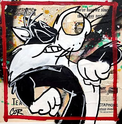 Corbellic Expressionism 12x12 Sylvester Cat Vintage Cartoon Handmade Art Classic • $0.98