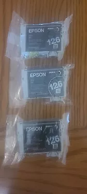 LOT OF 3 GENUINE Epson 126 Black Ink Cartridge - Factory Sealed -FREE SHIPPING • $30