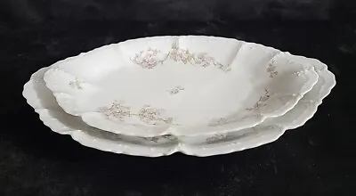 2-MZ Austria Habsburg Lavender Floral Porcelain Serving Platter Dishes C.- 1895  • $35