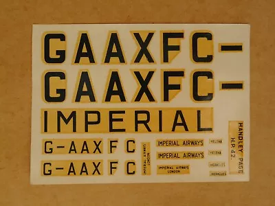 Airfix  Large Sheet Decals  Handley Page  HP 42 Imperial Airways  Vintage  1960s • £7