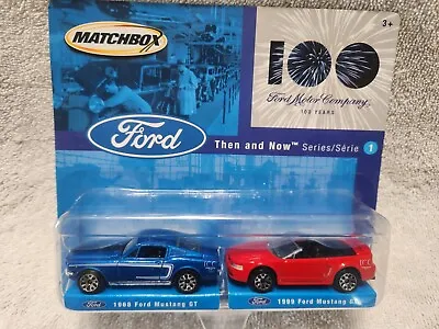 Matchbox Ford 100 Years Then And Now Mustang 2-car Set Blue '68/Red '99 GT Mint • $17.99