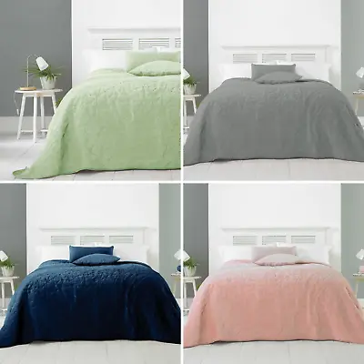 Alexa Velvet Quilted Bedspread Soft Throw Over Double/King Size Bed 240x260cm • £31.99