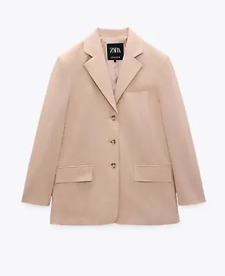 Zara Woman New Menswear Style Blazer Oversized Jacket Faded Pink 1255/801 S • $36.99