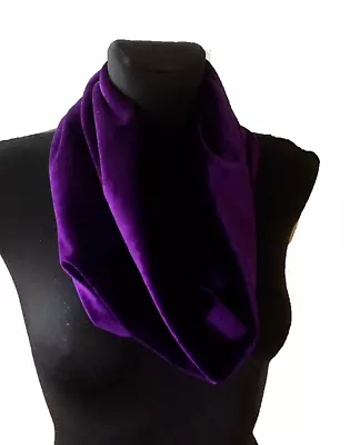 Handmade Cowl Snood Neck Warmer Scarf Velvet - Deep Purple • £8.49